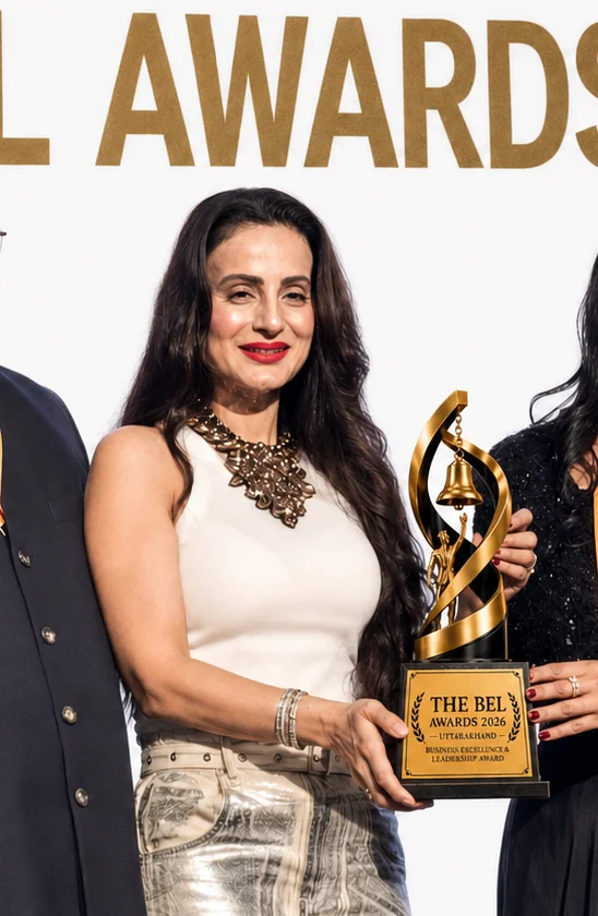 Ameesha Patel presenting The BEL Awards 2026 Trophy